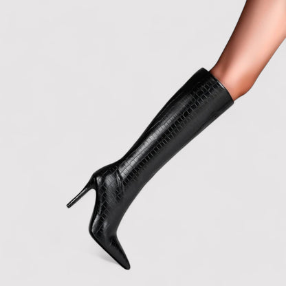 Ancien | Leather Pointed High Heel Long Knee High Boots