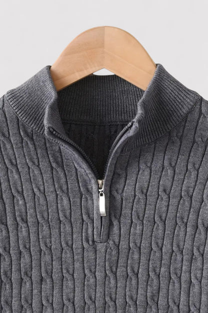 Ancien | Men's Smart Luxury Cable Knit Zip Sweater