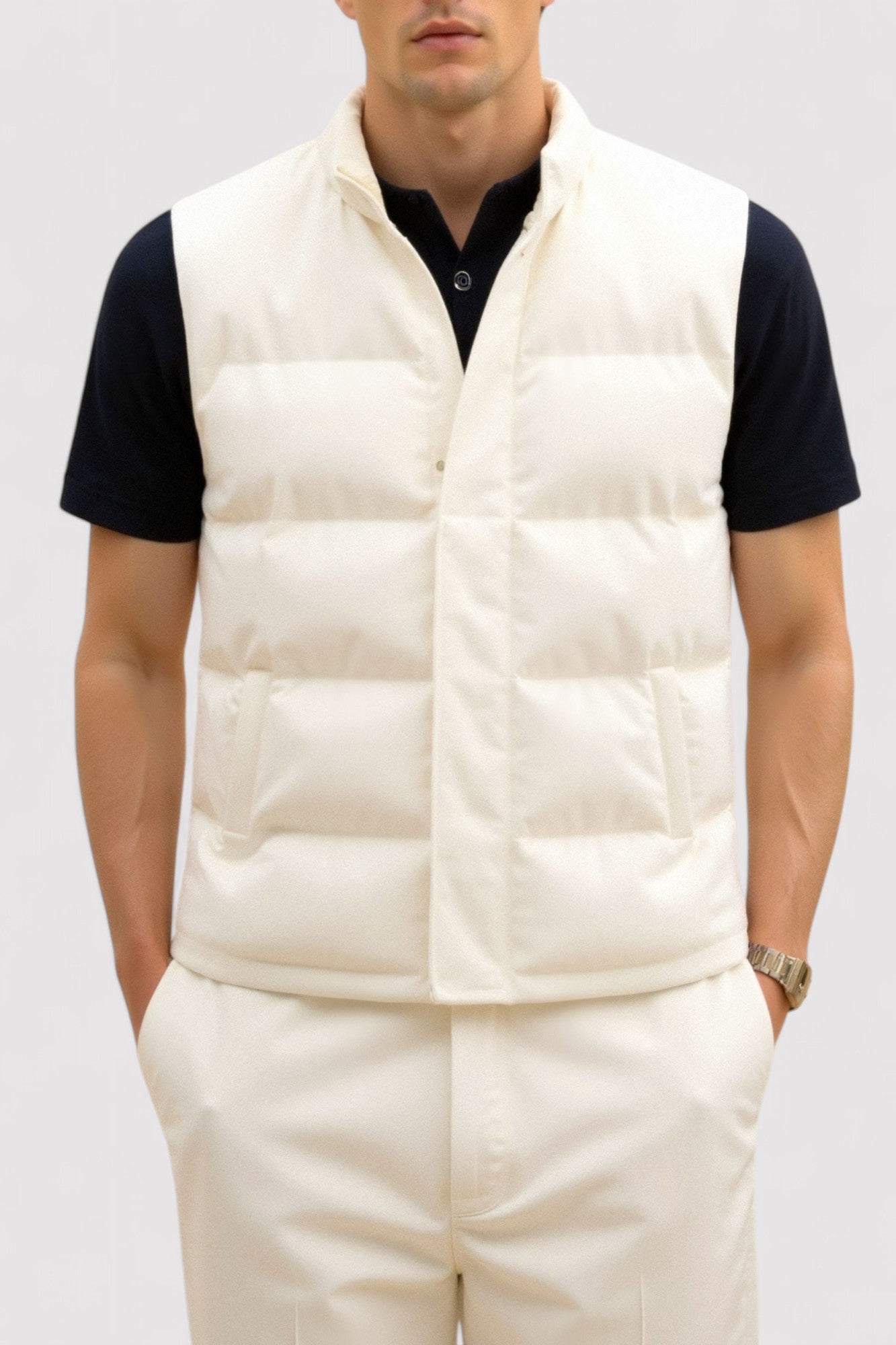 Ancien | Men's Quiet Luxury Solid High Neck Sleeveless Gilet Vest