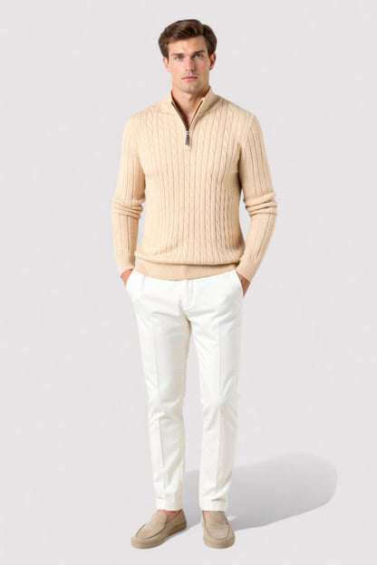 Ancien | Men's Smart Luxury Cable Knit Zip Sweater