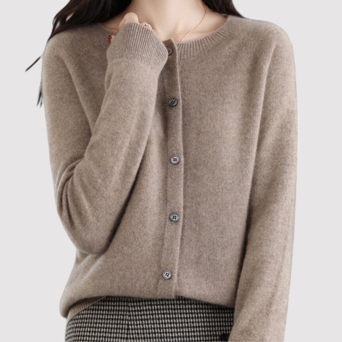 Ancien | Women's Wool Cardigan Open Neck Cashmere Sweater