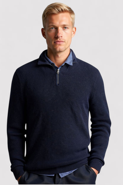 Ancien | Men's Old Money Classic Knitted Wool Zip Sweater