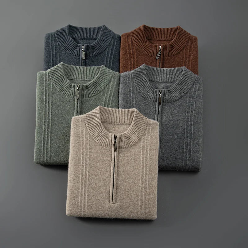 Ancien | Pure Cashmere Ribbed Half Zip