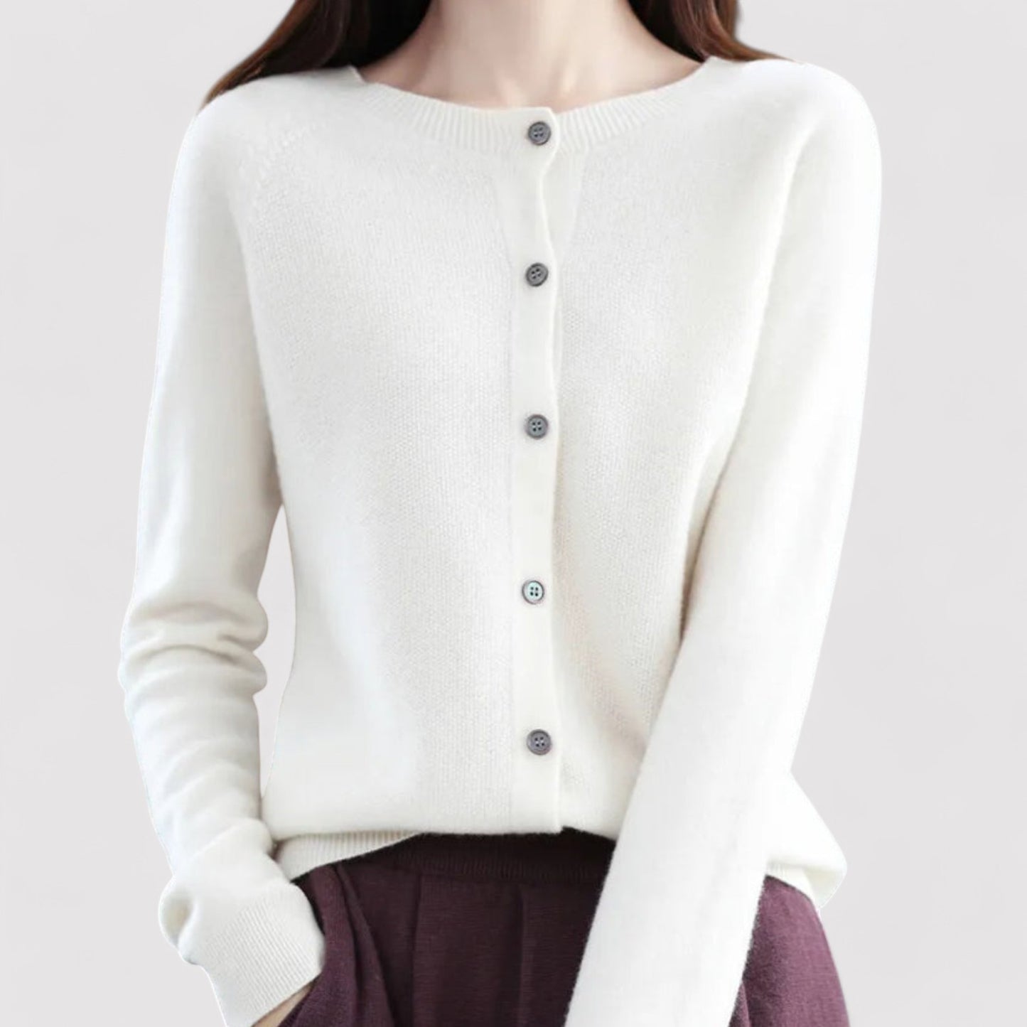 Ancien | Women's Wool Cardigan Open Neck Cashmere Sweater