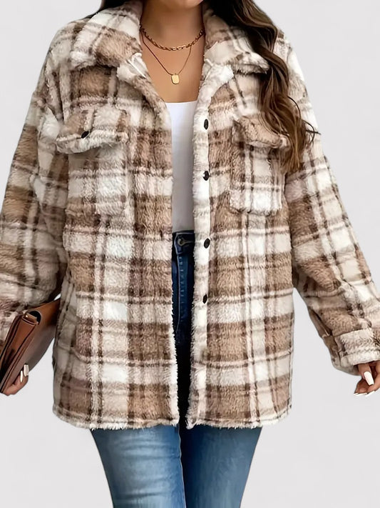 Ancien | Checkered Soft Fleece Jacket for Women