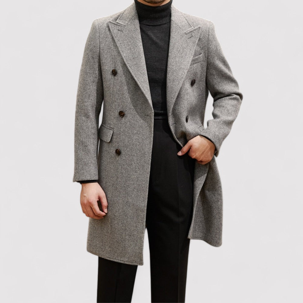 Ancien | Men's British Wool Warm Double-Breasted Slim Coat