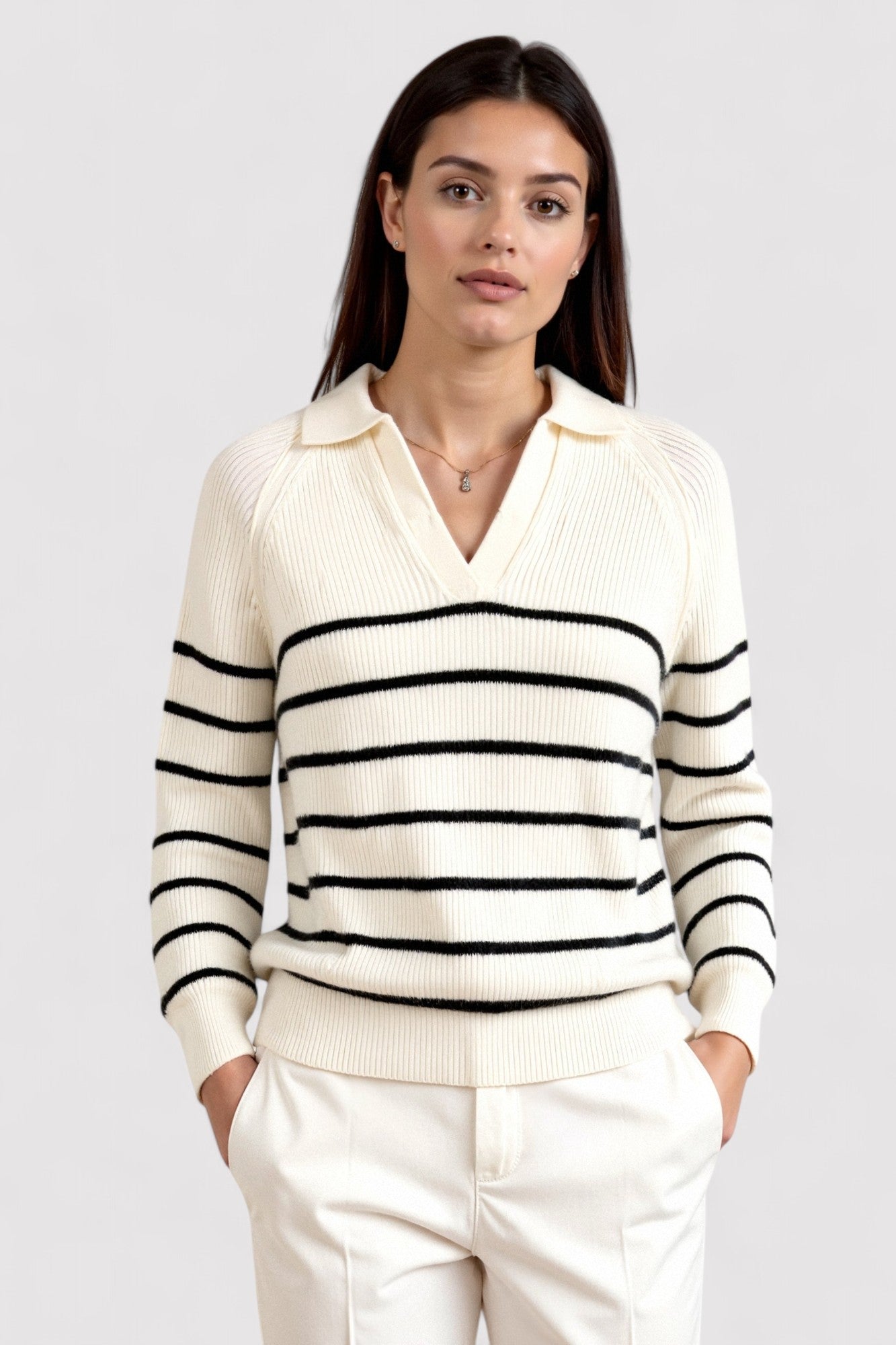 Ancien | Women's Old Money Classic Striped Raglan Sleeve Sweater