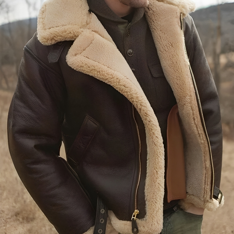 Ancien | Leather Winter Coat With Fur For Men