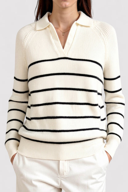 Ancien | Women's Old Money Classic Striped Raglan Sleeve Sweater