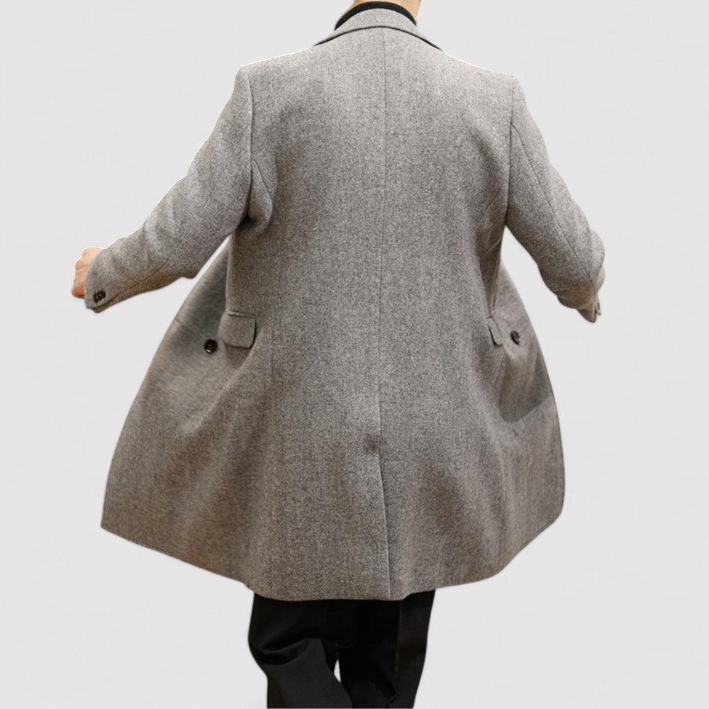 Ancien | Men's British Wool Warm Double-Breasted Slim Coat