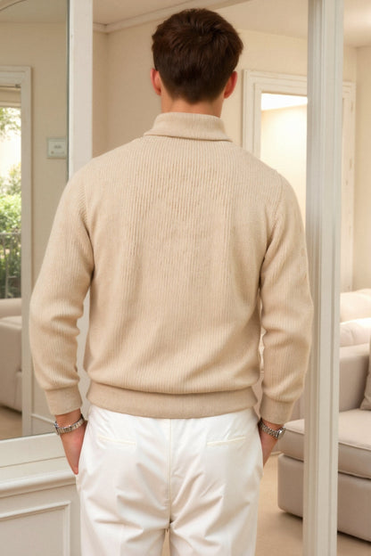 Ancien | Old Money Men's Solid Thick Elegant Knitted Sweater