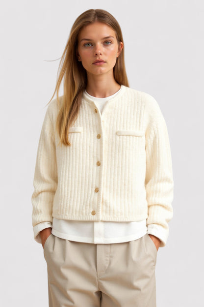 Ancien | Women's Old Money Knitted Woolen Button Cardigan