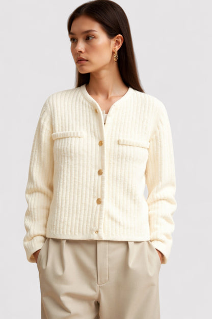 Ancien | Women's Old Money Knitted Woolen Button Cardigan