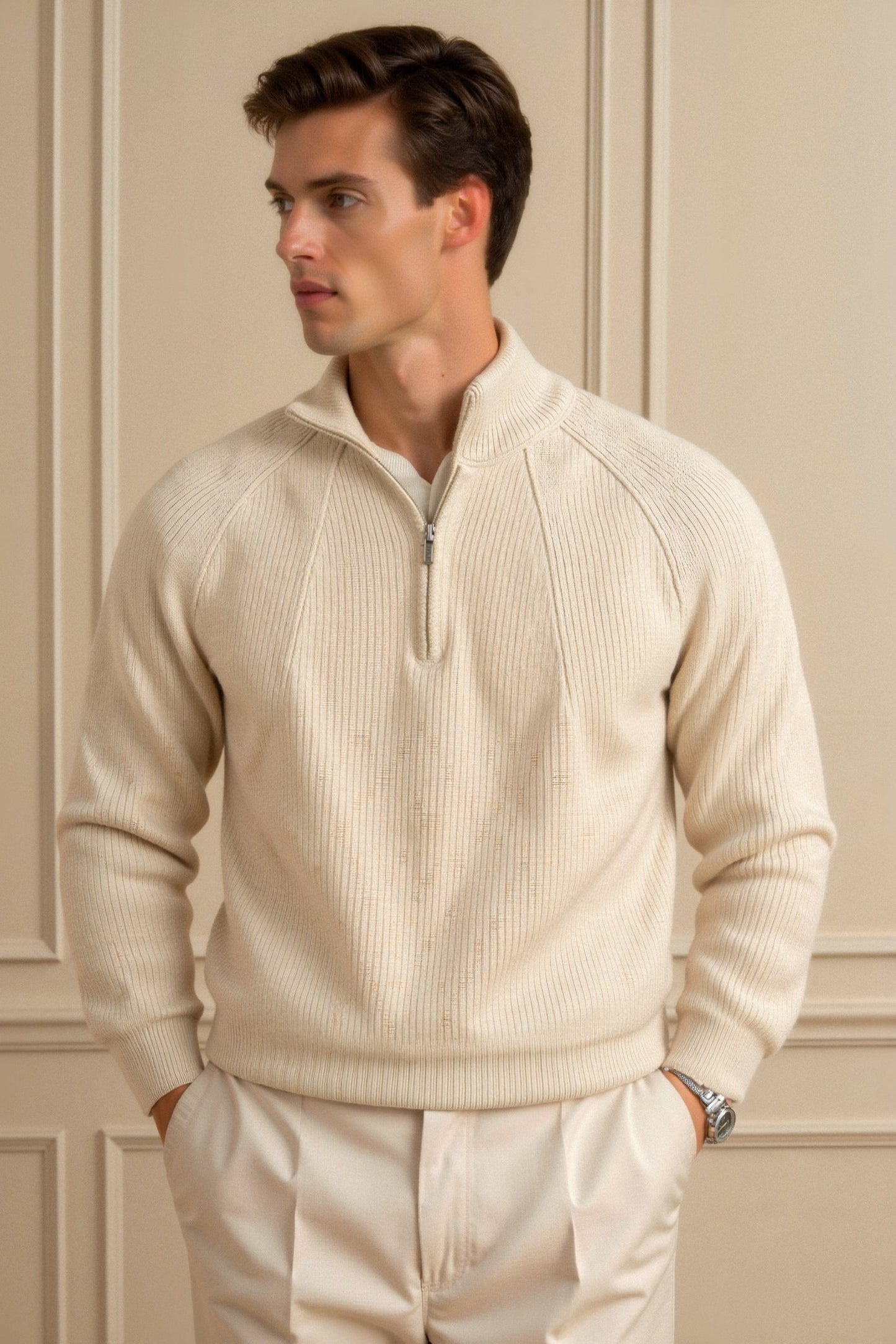 Ancien | Old Money Men's Solid Thick Elegant Knitted Sweater