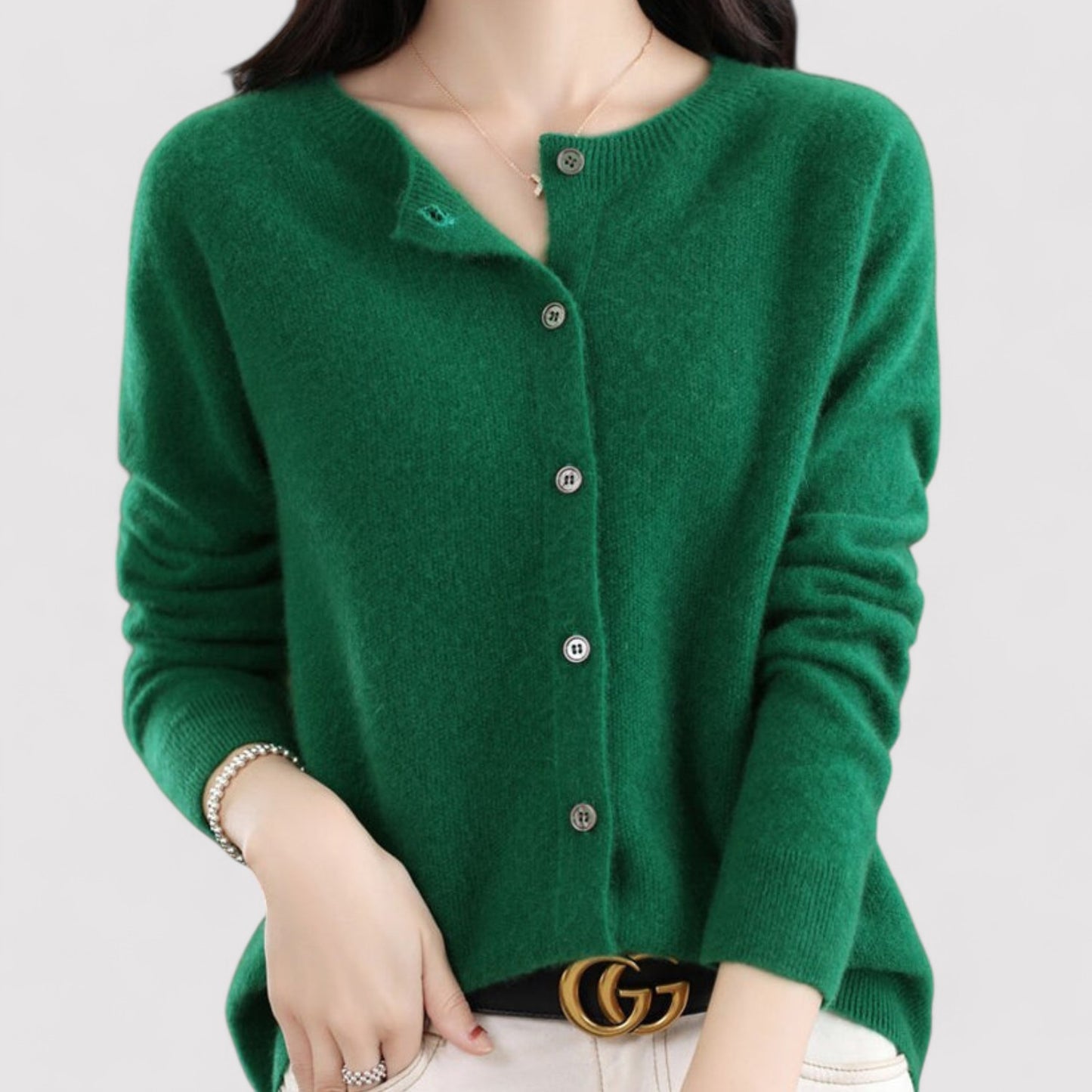 Ancien | Women's Wool Cardigan Open Neck Cashmere Sweater