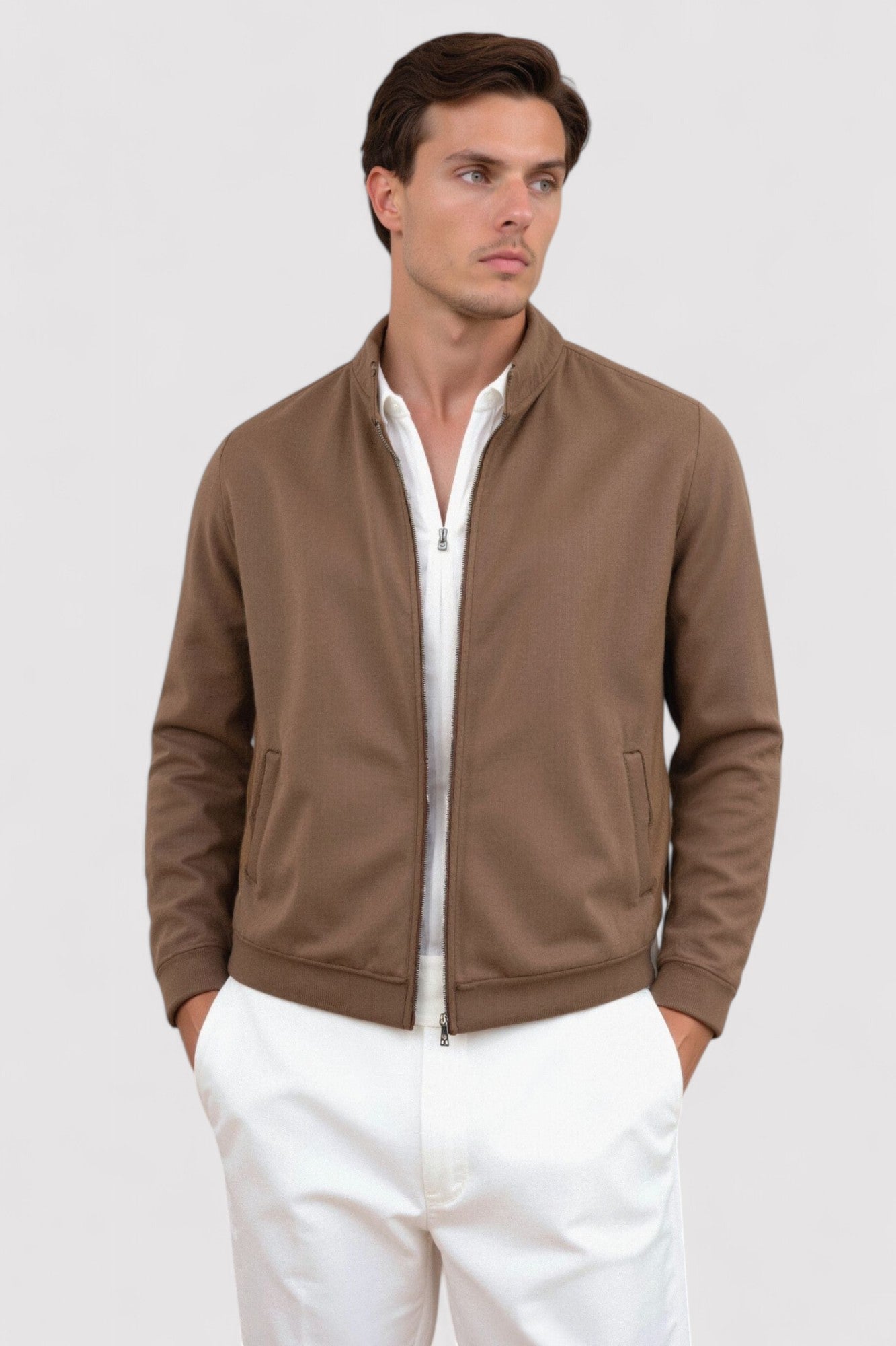 Ancien | Men's Quiet Luxury Leather Stand Collar Jacket