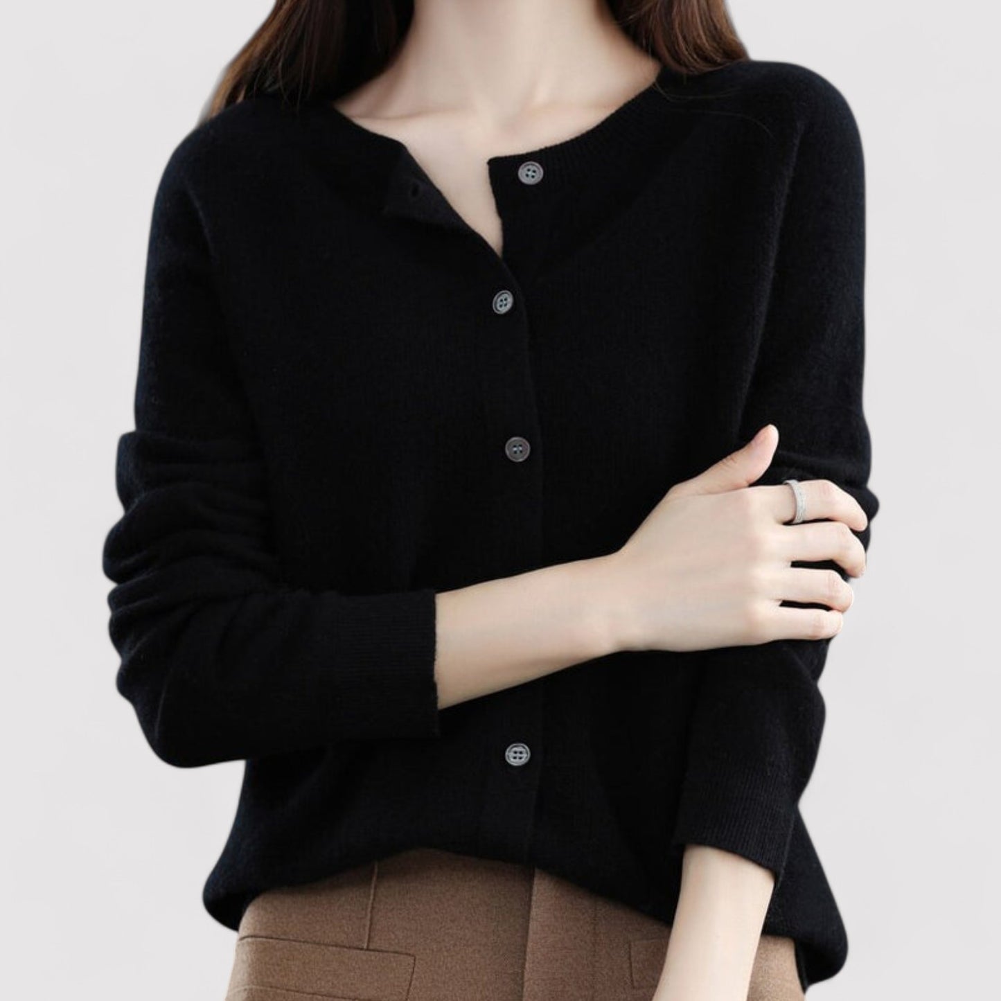 Ancien | Women's Wool Cardigan Open Neck Cashmere Sweater