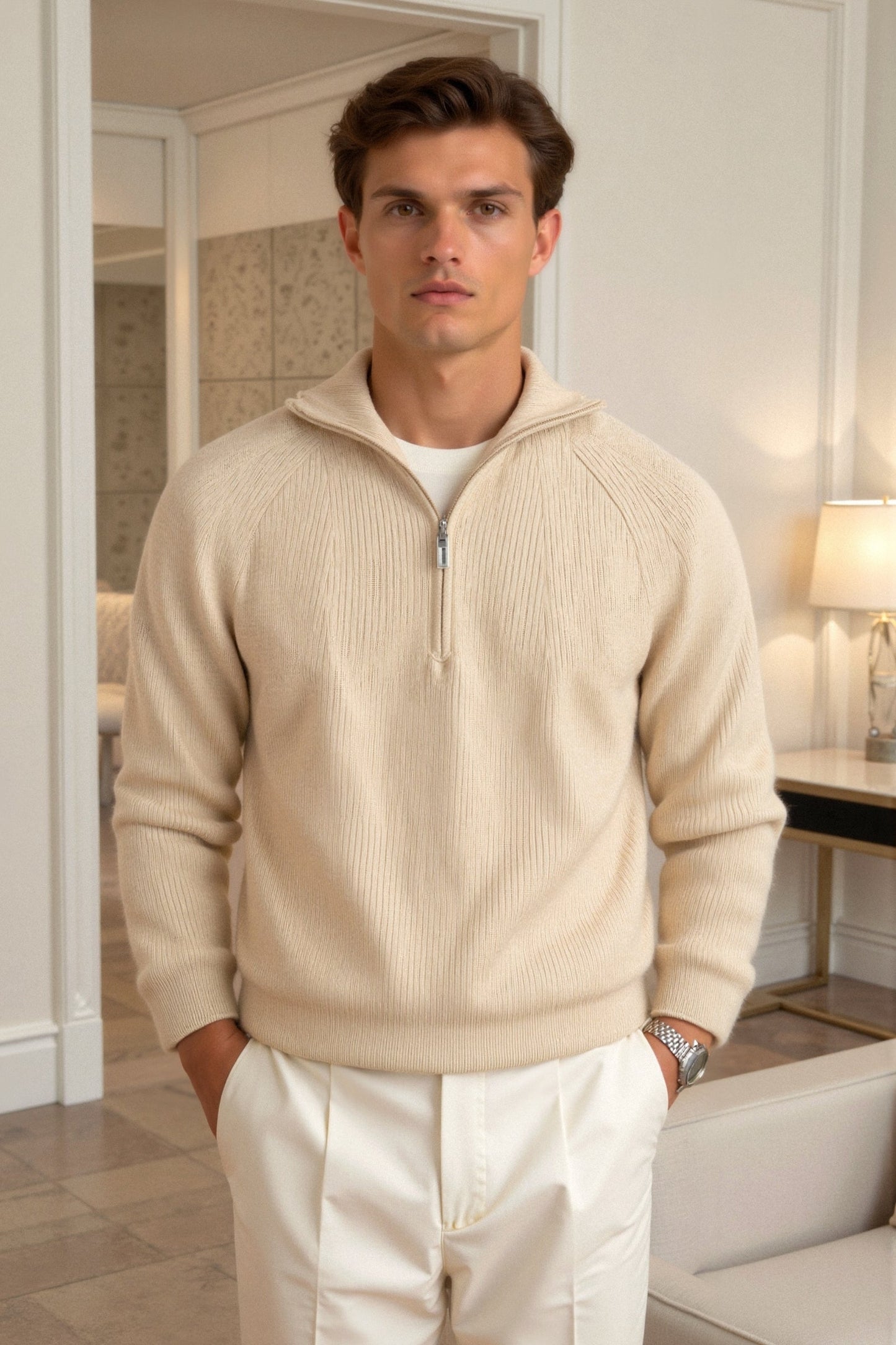 Ancien | Old Money Men's Solid Thick Elegant Knitted Sweater