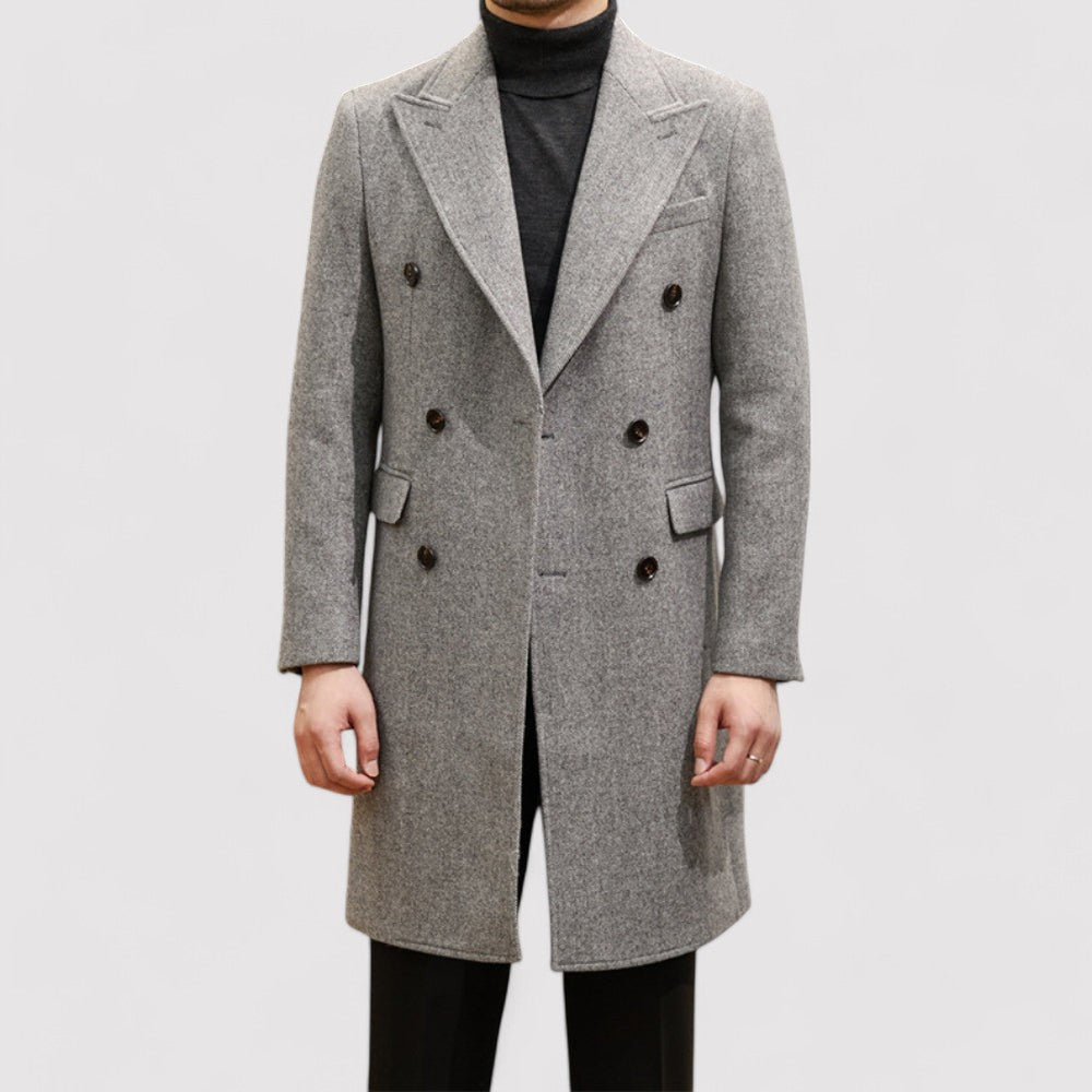 Ancien | Men's British Wool Warm Double-Breasted Slim Coat