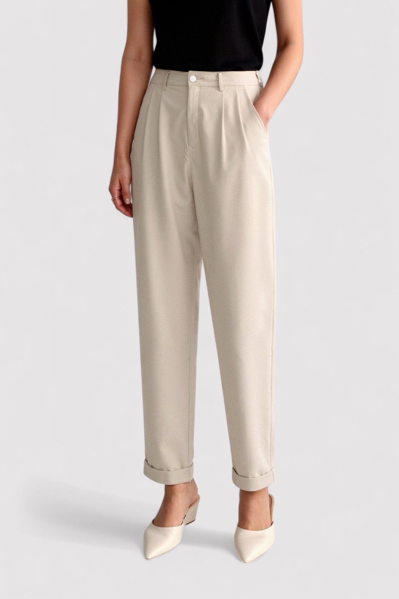 Ancien | Women's Old Money Casual High Waist Solid Button Straight Leg Pants