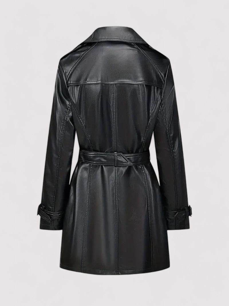 Ancien | Double-row Fitted Leather Trench Coat