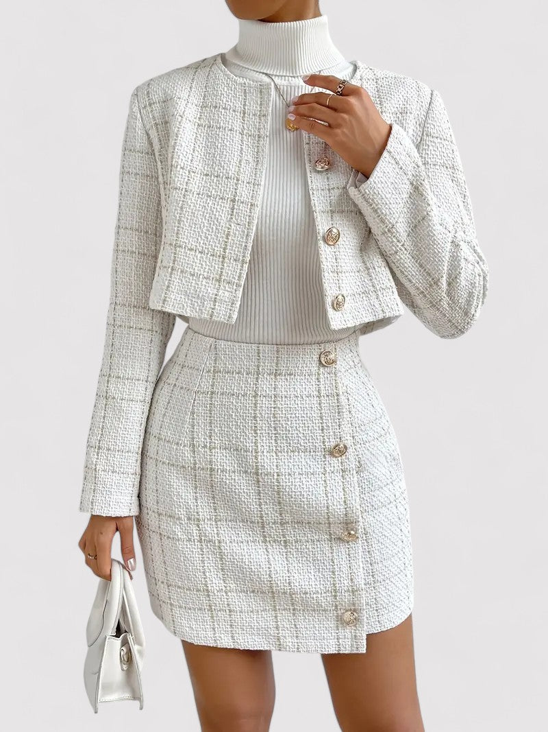 Ancien | Elegant Plaid Two-Piece Set with Short Skirt