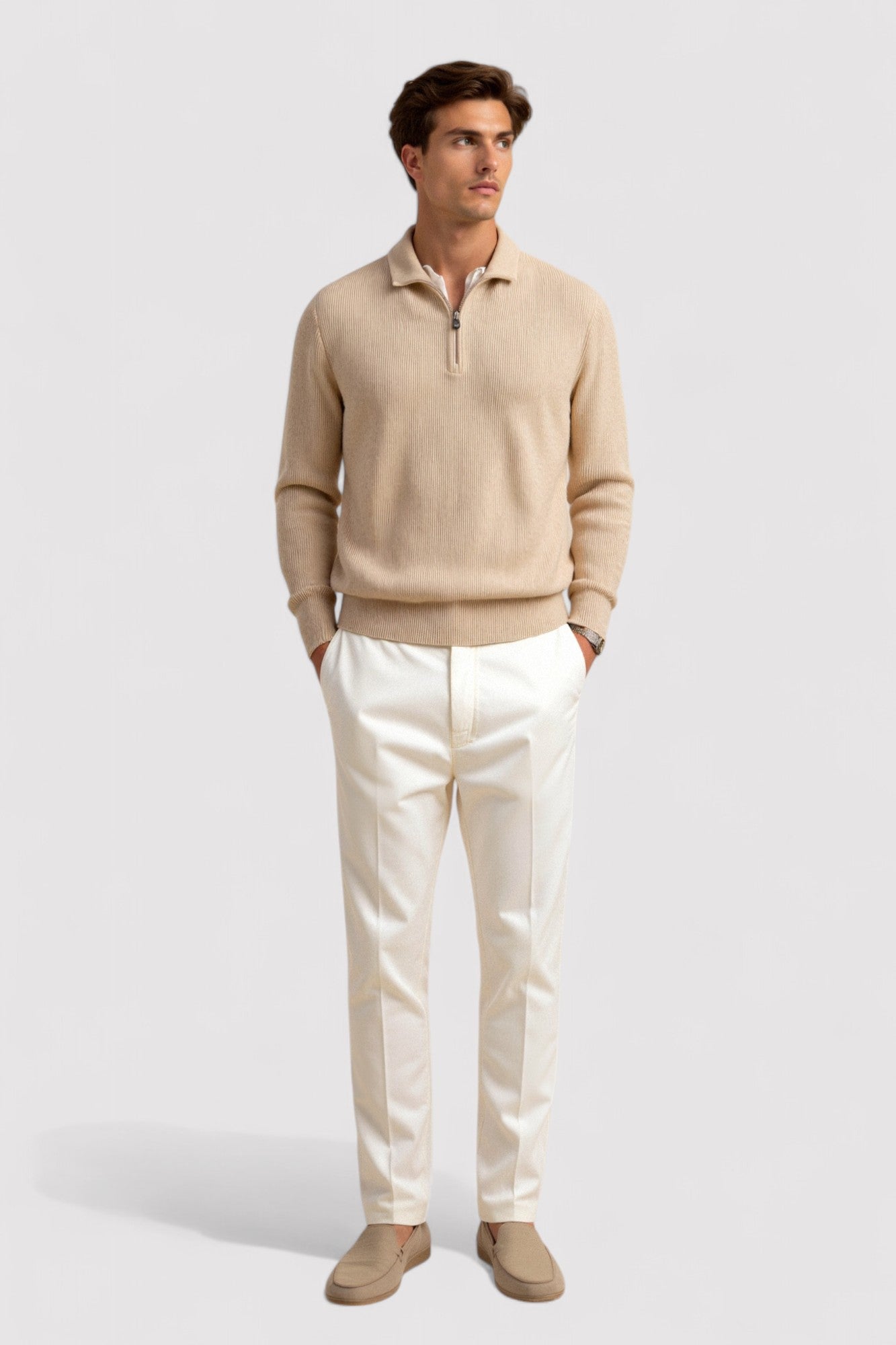 Ancien | Men's Old Money Classic Knitted Wool Zip Sweater