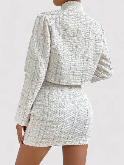 Ancien | Elegant Plaid Two-Piece Set with Short Skirt