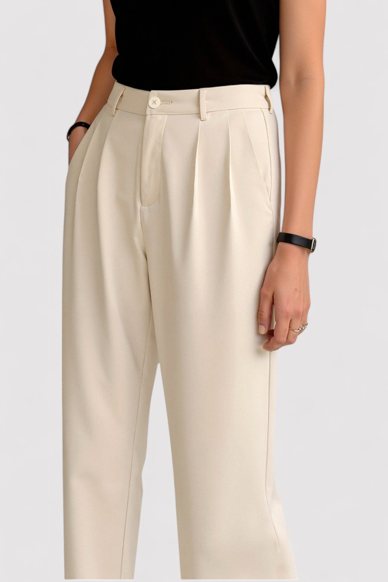 Ancien | Women's Old Money Casual High Waist Solid Button Straight Leg Pants