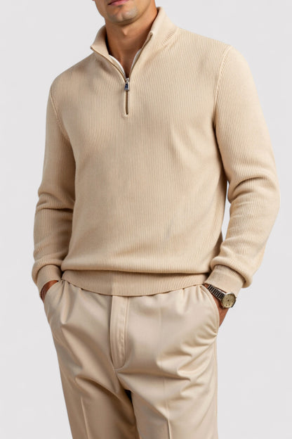 Ancien | Men's Old Money Classic Knitted Wool Zip Sweater