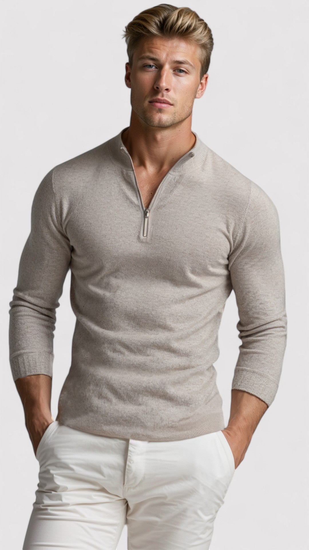 Ancien | Cashmere Men's Half Zip Sweater