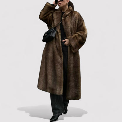 Ancien | Elegant Faux Fur Trench Coat Long