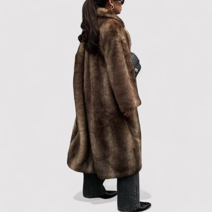 Ancien | Elegant Faux Fur Trench Coat Long