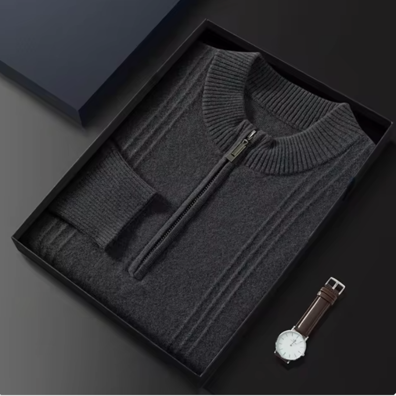 Ancien | Pure Cashmere Ribbed Half Zip