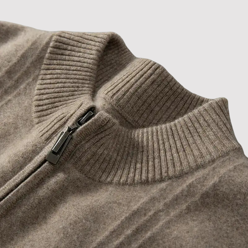 Ancien | Pure Cashmere Ribbed Half Zip