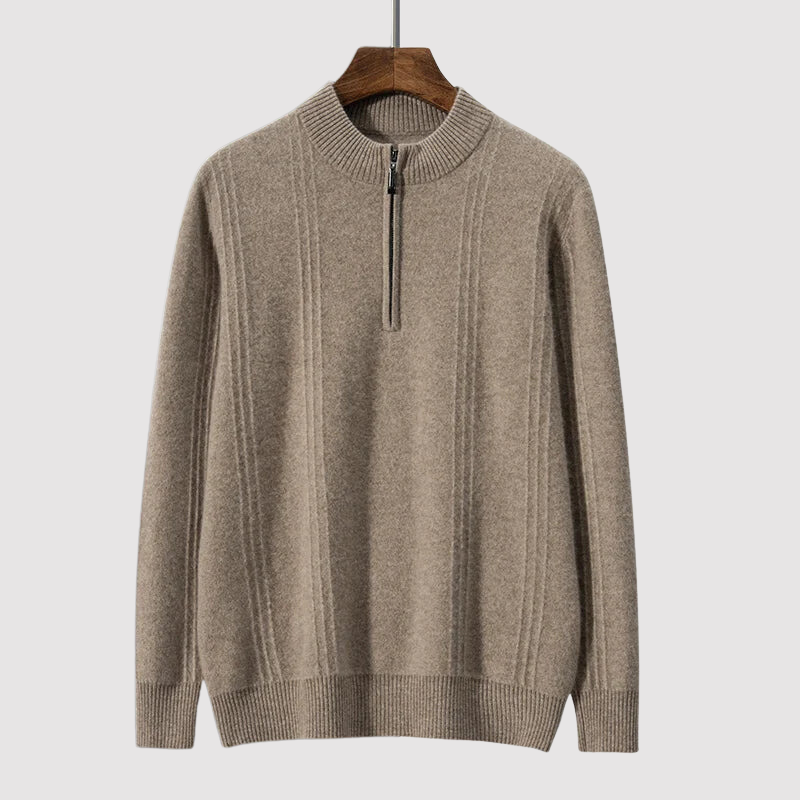 Ancien | Pure Cashmere Ribbed Half Zip