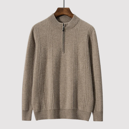 Ancien | Pure Cashmere Ribbed Half Zip