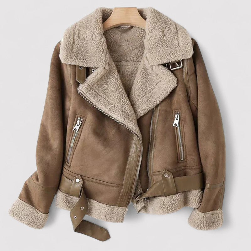 Ancien | Women's Leather Jacket with Sherpa Execution