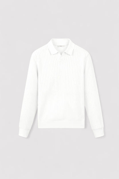 Ancien | Men's Old Money Striped Long Sleeve Polo T-Shirt