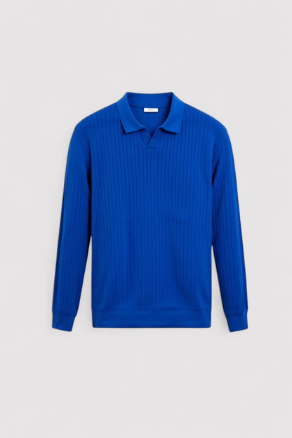 Ancien | Men's Old Money Striped Long Sleeve Polo T-Shirt