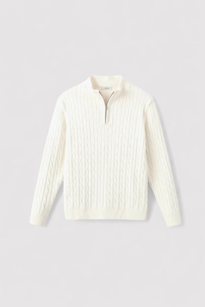 Ancien | Men's Smart Luxury Cable Knit Zip Sweater