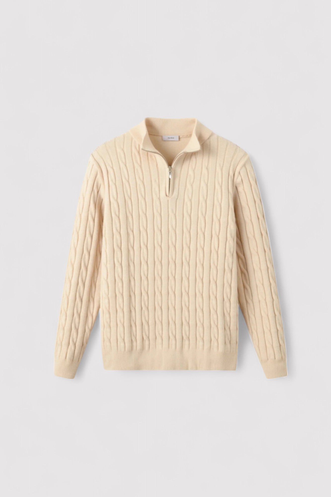 Ancien | Men's Smart Luxury Cable Knit Zip Sweater