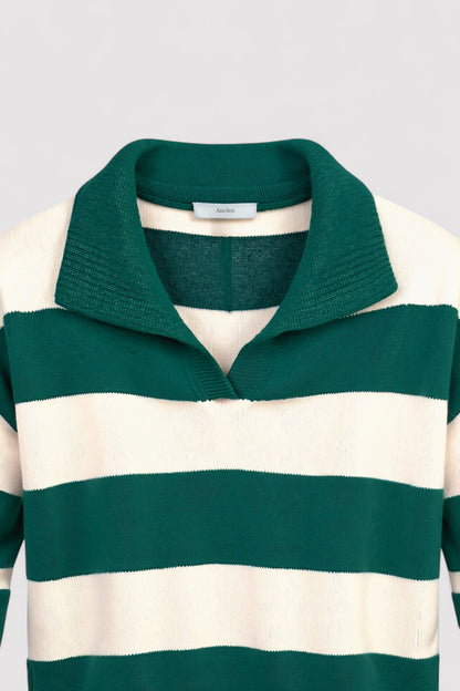 Ancien | Men's Old Money Block Striped Knitted Polo Pullover