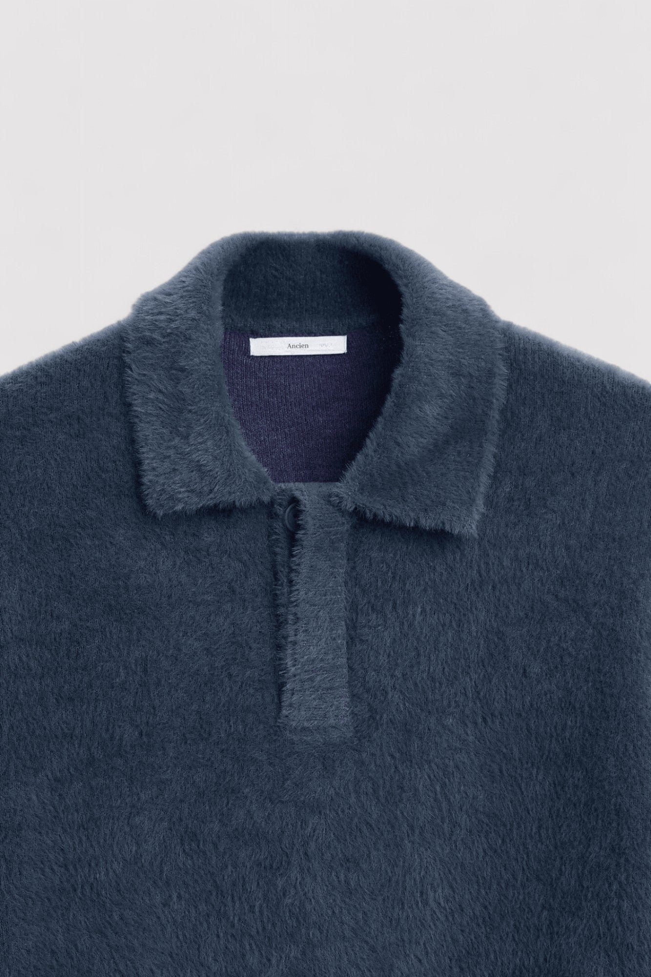 Ancien | Men's Old Money Textured Knit Polo Shirt with Faux Fur