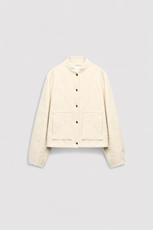 Ancien | Women's Luxury Button Pockets Stand Collar Bomber Jacket