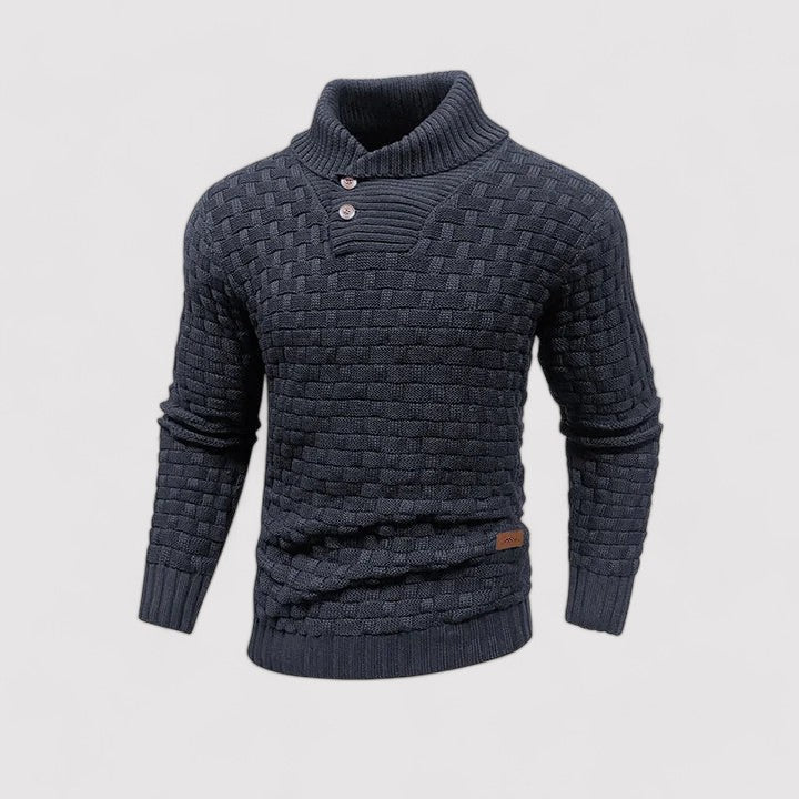 Ancien | Buttoned Mid-Collar Warm Winter Sweater for Men