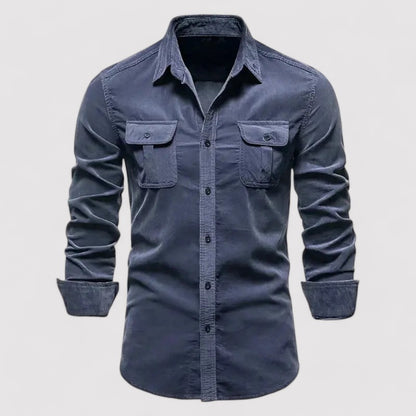 Ancien | Men's Casual Business Corduroy Shirt - Cross & Crown