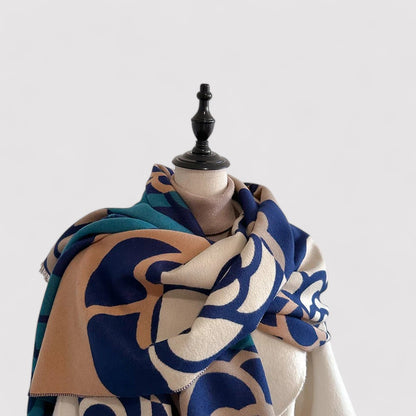 Ancien | Women's Floral Double-sided Cashmere Pashmina Scarf