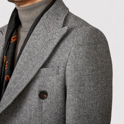 Ancien | Men's Wool Winter Coat with Double-Breasted Collar