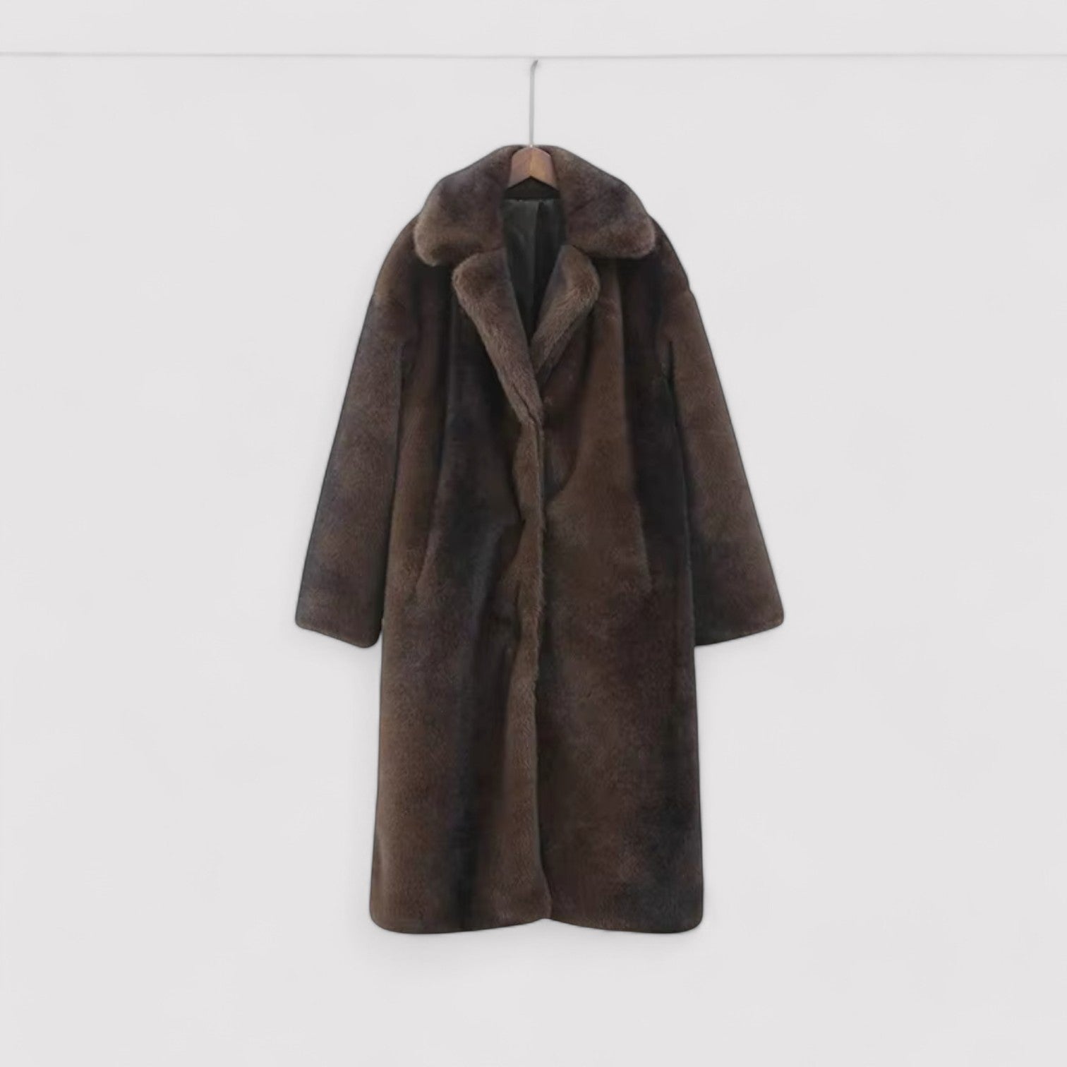 Ancien | Elegant Faux Fur Trench Coat Long